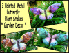 Butterflies - Garden Decor - 3 Painted Metal Plant Stakes - Metal Art 